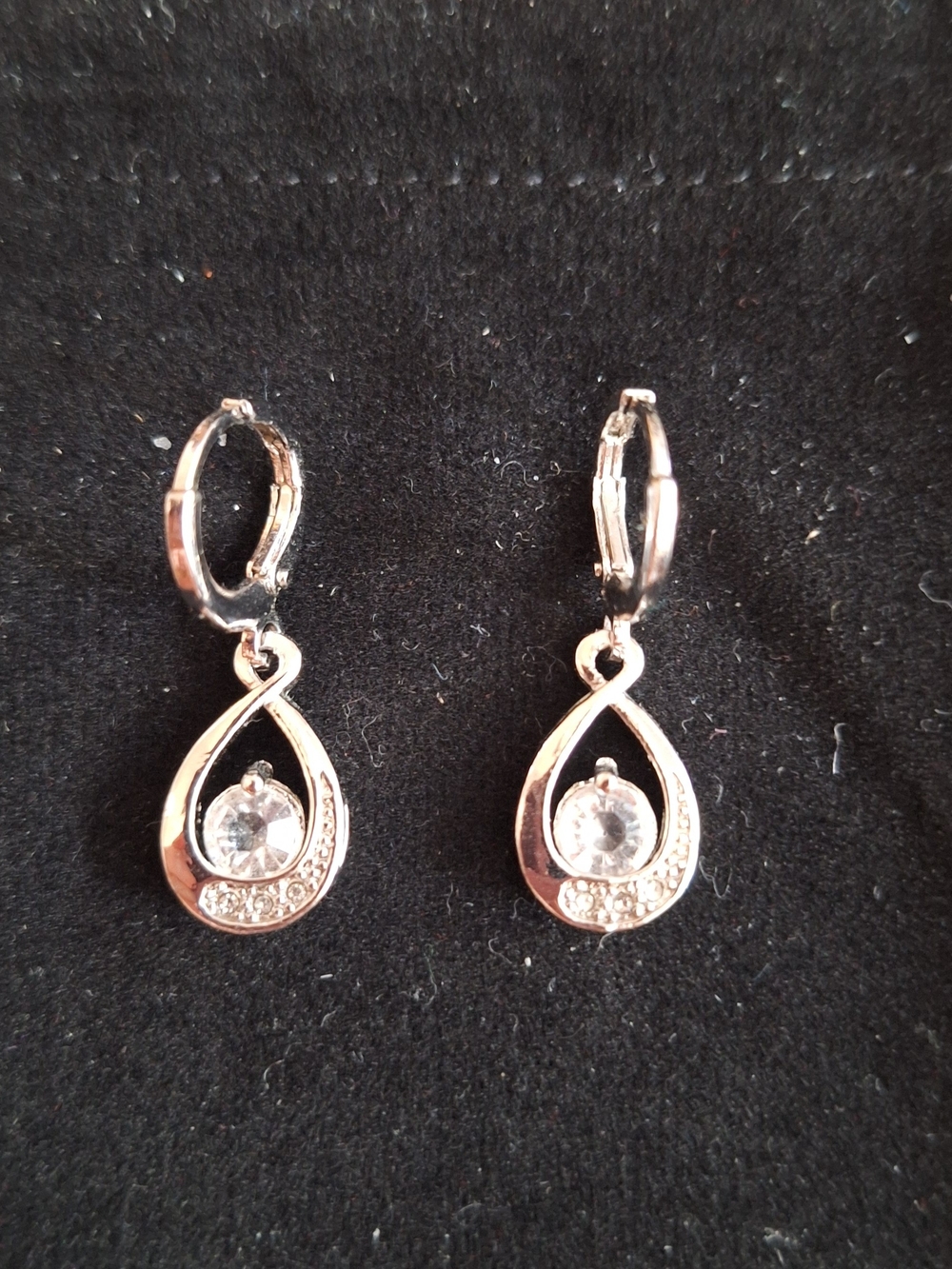 White Gold Plated Moissanite Dangle Earrings